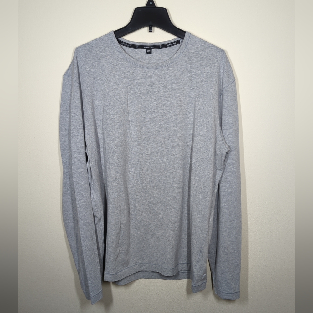 Public Rec Mens Go-To Long Sleeve T-Shirt Size 2XL Heather Silver Spoon Gray